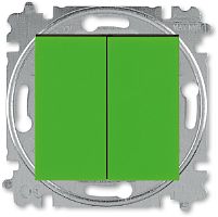 Выключатель кнопочный без рамки ABB EPJ Levit 2-кл. зеленый/дымчатый чёрный картинка